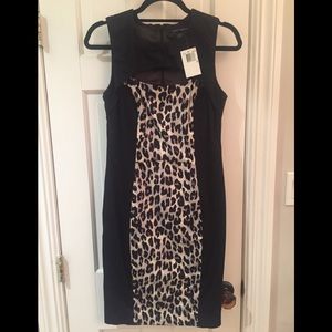 French Connection black and leopard dress